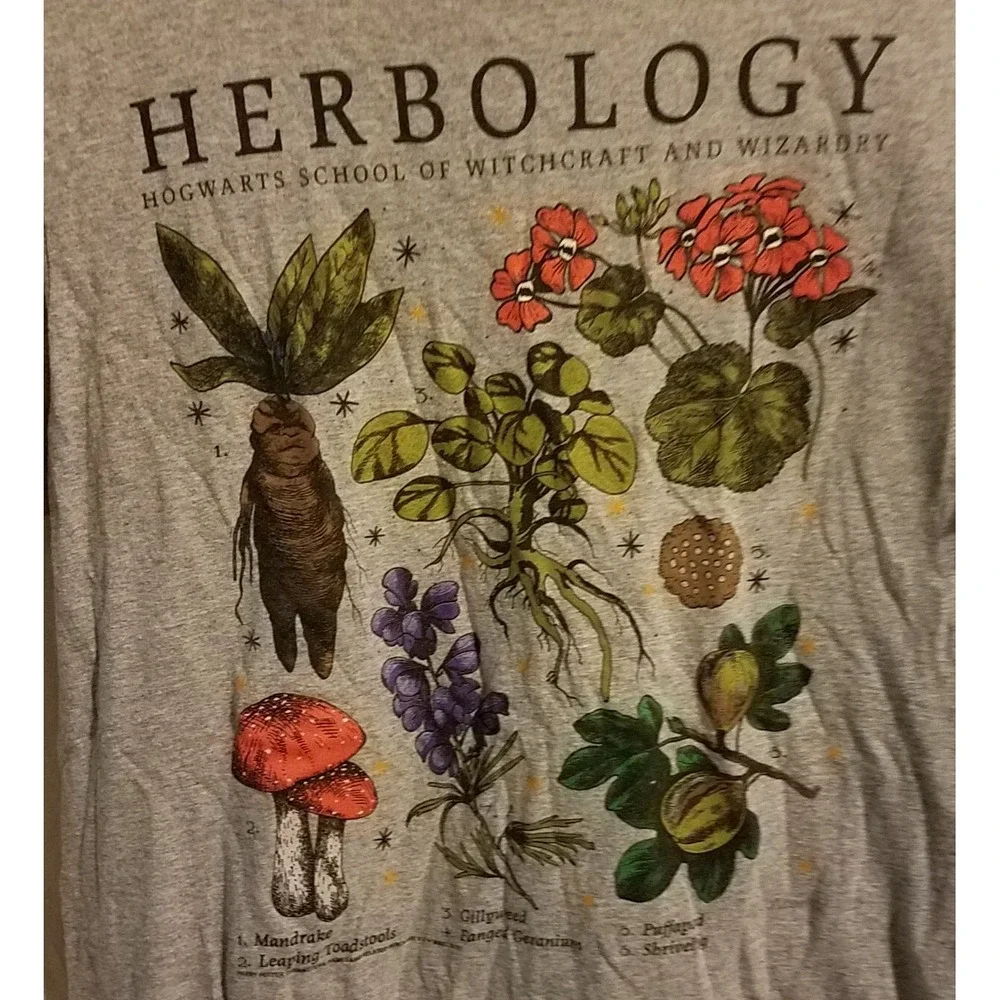 Harry Potter Unisex Herbology Graphic T-Shirt (Size: Medium 38-40) Grey - Picture 2 of 4